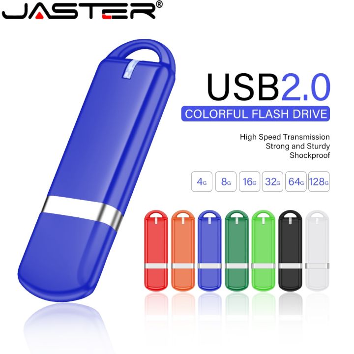 JASTER สีสันสดใส USB 2.0แฟลชไดร์ฟ128GB ไดรฟ์ปากกาพลาสติกขนาดเล็ก64GB ...