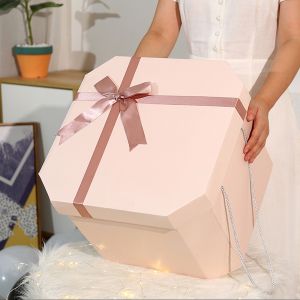 40cm Octagon Pink Bridesmaid Deco Custom Premium Parcel Carton Customized Handmade Yourself Unique Organizer Food Present Anniversary Monthsary Graduation Christmas Birthday Present Teacher Day Girl Women Girlfriend Wife Quality Wrapping DIY Gift Box Bag