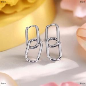 [COD] Buin Personalized Geometric Oval Earrings Cool Design Metal Style Ear Clips Simple And Versatile Earrings