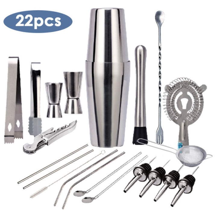 Bartender Kit: 22-Piece Cocktail Shaker Set，Stainless Steel Bar Tools，Ideal as Gift or for Home