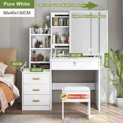 Happihaus Makeup Table With Drawer Household Dressing Table With Mirror Large Capacity Storage Table