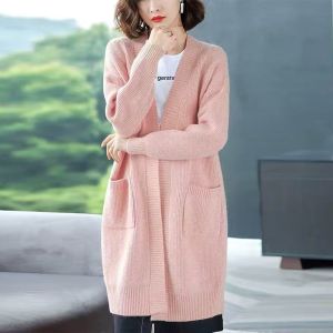 TTQQ Womens Knitted Cardigan Long Loose Solid Color Sweater Coat