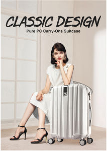 Hanke 20 Inch Spinner Luggage Suitcase 100% PC Trolley Case Travel Bag Rolling Wheels Luggage Carry-On Boarding Men Women Suitcase Trip Journey H80002