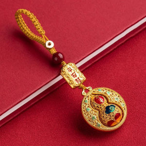 Creative Gold Gourd Keychain Car Key Ornament Pendant Men And Women Style Key Chain Fu Lu Gift