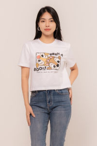 RIMINI - Kaos Crop Top Wanita Lengan Pendek  Chip n Dale Tee Size XS-2XL - Jolianne Top CO7016