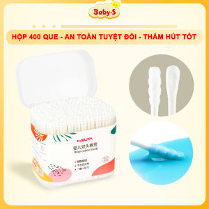 Tăm bông trẻ em Tăm bông cho bé sơ sinh chuyên dụng hộp 400 que Misuta cao cấp Baby-S – SSS020