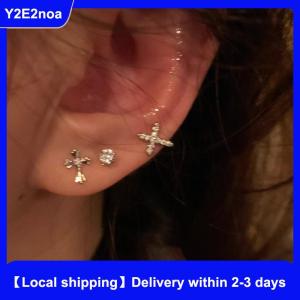 【Local shipping】 6Pcs set Color Rhinestone Cross Stud Earrings For Women Fashion Punk Earring Sets Trendy Jewelry Gifts