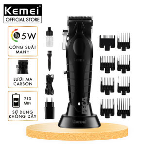Tông đơ cắt tóc chuyên nghiệp Kemei KM-2296 lưỡi cắt mạ carbon công suất mạnh mẽ 5W pin khỏe lithium sạc nhanh USB - Chính hãng