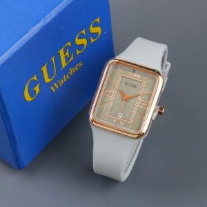 Box Exclusive Jam Tangan Guess Kotak Romawi SV-745EA / Jam Tangan Fashion Wanita Tali Rubber Diameter 32cm