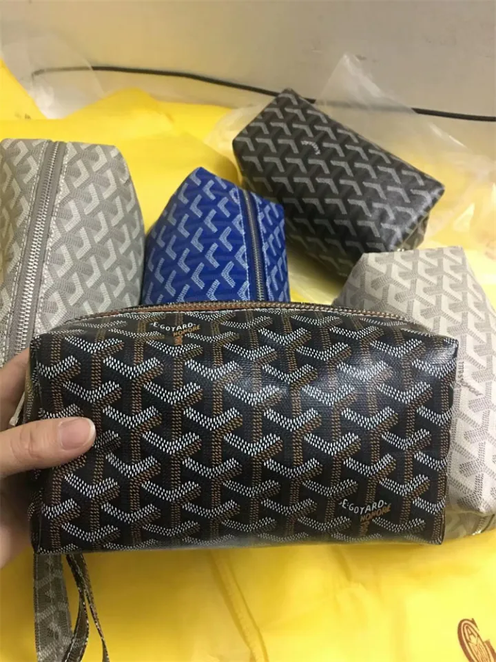 goyard GAOY portable cosmetic bag dogteeth PVC with cowhide