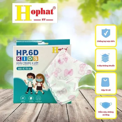 Khẩu Trang Trẻ Em Hophat HP.6D Kids – Combo 5 Hộp 10 cái/hộp – 4 Lớp Kháng Khuẩn Chống Bụi Mịn 99%