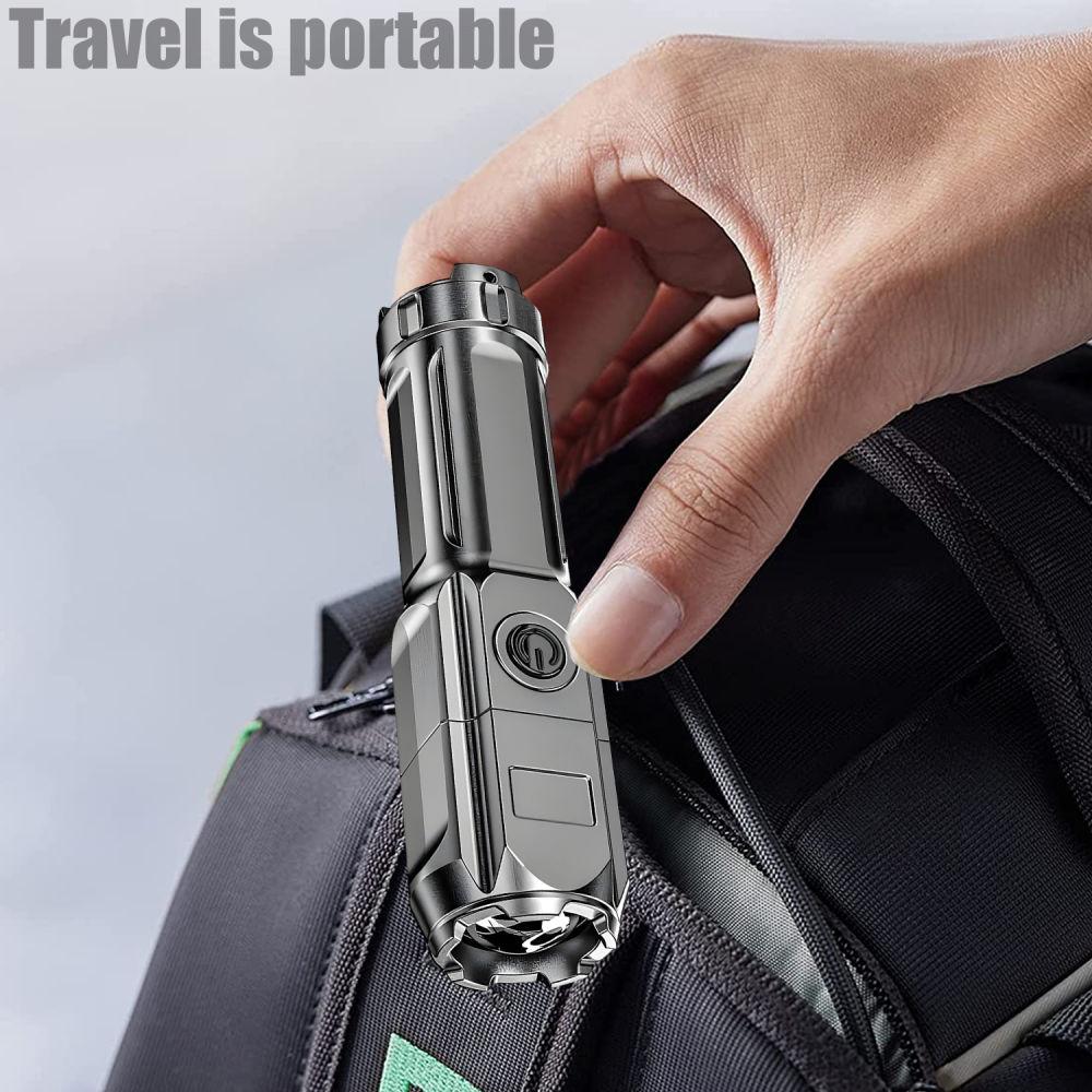 Polocat Power Led Usb Rechargeable Torch Portable Zoom And Telescopic Uv Flashlight 3 Modes Use High Strength ABS_voghion.com