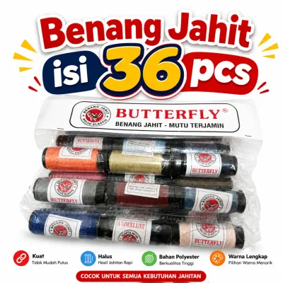Benang Jahit Butterfly 1 Renceng 36 Pcs warna warni