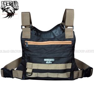 Akhtar tas dada chestbag tactical pria terbaru kekinian warna hitam bahan cordura