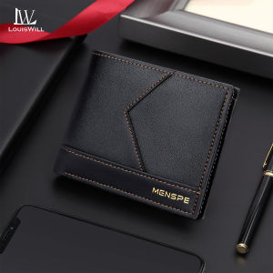 LouisWill กระเป๋าสตางค์ผู้ชายกระเป๋าสตางค์แบบพับกระเป๋าสตางค์ใบสั้นผู้ชายกระเป๋าสตางค์ธุรกิจกระเป๋าสตางค์ PU นุ่มกระเป๋าซิปเหรียญตำแหน่งบัตรหลายใบ ID เครดิตกระเป๋าเดินทางสีทึบผู้ที่ใส่บัตร