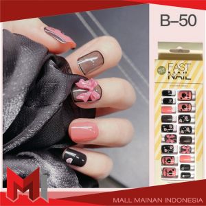 MallMainan-K127 Kuku Palsu Nail Art Motif Wanita With Toolkit Perawatan Kuku / Fake Nail Art Sticker Hiasan Kuku Cewek Anti Air Korean Style
