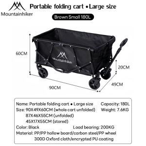 MOUNTAINHIKER Foldable Camping Trolley Wagon 800L With brakeBear 200kgtravel trolleySuitable for outdoor campinghome and fishingSZK1119