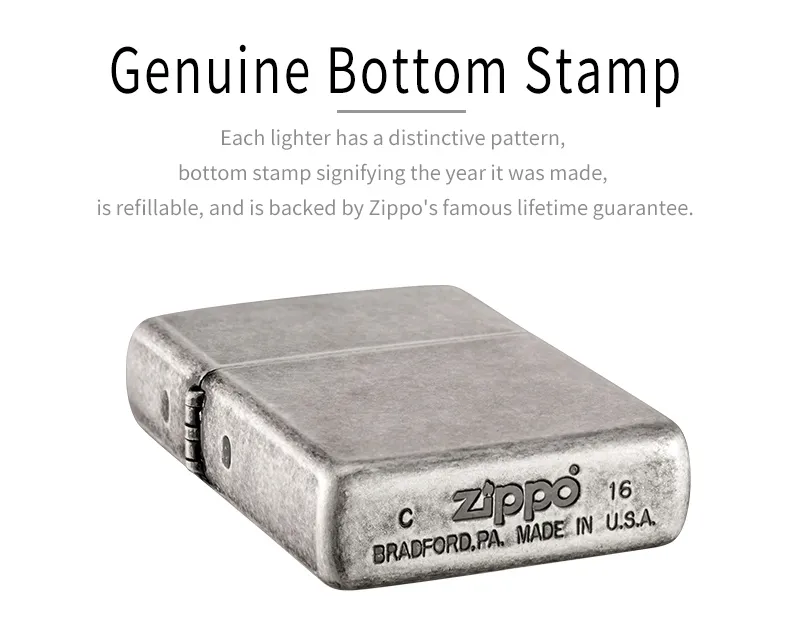 Zippo Armor Antique Silver Plate Pocket Lighter
