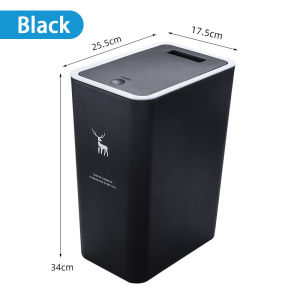 15L Nordic Trash Can with Cover Large Press-type Trash Bin Rectangular Garbage Bin for Kitchen XPH656