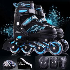 Adjustable Size 27-44 Inline Skates Beginners Boys Girls Flashing 4 Wheels Roller Skate Shoes Set Outdoor Skating Sneakers