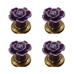 4Pcs Elegant Florals Ceramics Cabinets Knobs With Zinc Alloy Screws for Furniture Wardrobe Dresser Drawer Handles Use