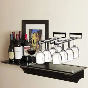 【With Screw】30CM Iron Wine Glass Rack Wall Mount Stemware Wine Glass Display Shelf Wine Glass Holder