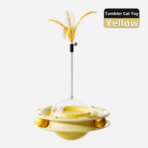 3 in1 Interactive Cat Dog Treat Toy Kitten Food Dispenser with Cat Teaser for Tumbler Cat Ball Toy