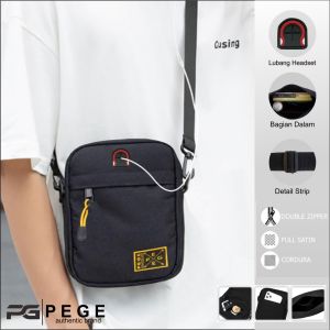 Tas Selempang Bahu PEGE Mensa Slingbag Pria Polos Hitam - PG 8937