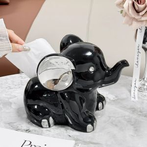 Cute elephant tissue box for home living room high aesthetic value light luxury high-end ceramic cream style bedroom bedsi hot