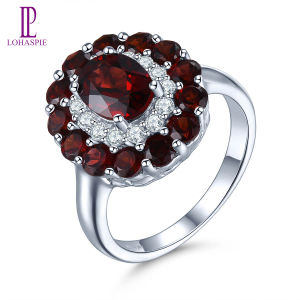 Natural Mozambique Garnet 925 Silver Ring Red Gemstone Solid 925 Sterling Silver Vintage Rings Fine Elegant Women Jewelry