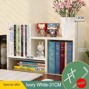 Adjustable Desktop Shelf Organizer Office Table Rack Multipurpose Bookshelf Wood Desktop Storage