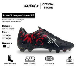 SATSET X Sepatu Sepak Bola Satset LEOPARD SPEED FG Black V reed Original - Black Red