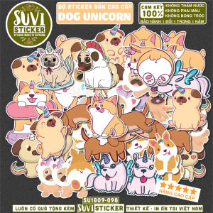 Sticker Chó Unicorn chống nước dán laptop điện thoại đàn guitar mũ bảo hiểm vali. SV138