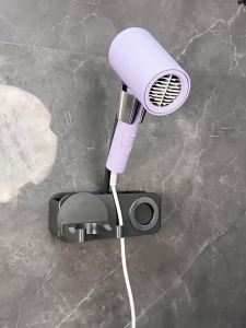 AE Suction cup lazy hair dryer holder no-drill wall-mounted storage rack for bathroom hands-free hair dryer shelf