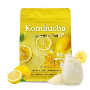 [KKOKDAM] Kombucha Tea - Lemon & Chrysanthemum Korean Tea  - Fermented Tea Sticks Instant Powder Mix with Real Flower - 500g Bulk Pouch