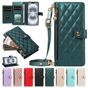 Crossbody Zipper Cards Solt Wallet Leather Case for Samsung Galaxy A07 A17 A06 A16 A26 A36 A56 A05 A05s A15 A25 A35 M56 5G Bag Purse Flip Book Strap Cover