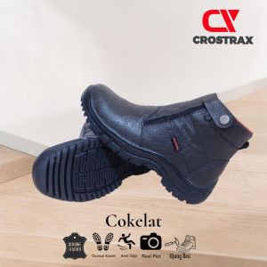 COD Sepatu Safety Pria Zipper Resleting Sepatu Boots Ukuran Jumbo Safety Kulit Ujung Besi Sepatu Low/Semi Boots Pria Cowok Laki-Laki Boot Savety But Sepeti Septi Buts Sevti Bot Septy Bots Sefty Proyek Kerja Lapangan Boots Morisey Black