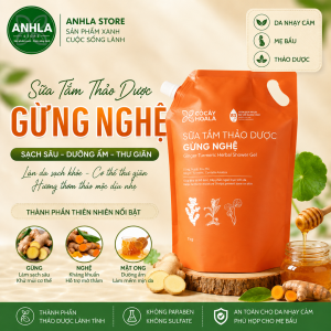 Combo chăm sóc toàn thân Gừng Nghệ & Hà Thủ Ô 2in1 1000g Sữa Tắm Gừng Nghệ & Dầu Gội Hà Thủ Ô 450g Cỏ Cây Hoa Lá – Khỏe Da Toàn Thân Nuôi Dưỡng Mái Tóc Đen Mượt Từ Gốc