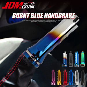JDMGRAM Burnt Blue Car Handbrake Cover Universal Aluminum Alloy Hand Brake Handle Rainbow Performance Modified Anti-slip Auto Accessories