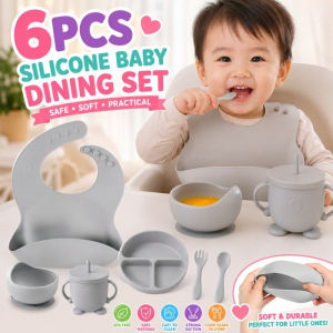 Baby Silicone Tableware Kids Feeding Set BPA Free Food Grade Eating Set with Spoon Fork Straw Cup