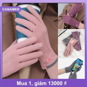 【CANAMEK】 Phụ nữ mùa đông dày sang trọng Găng tay thời trang da lộn ấm áp ngoài trời guantes Lady màn hình cảm ứng lái xe Găng tay thể thao đi xe đạp găng tay
