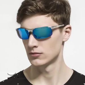 Mens Polarized Sunglasses UV400 Aluminum Magnesium Frame Pilot Style Half-Frame Driving Fishing Travel Shades