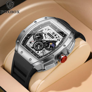 LIGE Original FOXBOX Quartz Watch Men Fashion Square Luminous Waterproof Chronograph and Calendar Sports Watch
