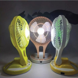 JR-5580 Rechargeable Foldable Desk Fan with LED Light - 2 Speeds, Energy-Saving Motor, 3000mAh Battery - Portable and Quiet