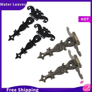 Water Leaves 2ชิ้น113*69มม. สีบรอนซ์โบราณ/บานพับสีดำสำหรับหน้าต่างตู้ตู้ตู้เสื้อผ้า