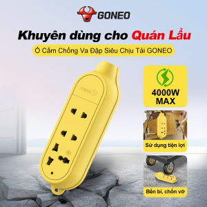 Ổ Cắm Điện GONEO 3 Cổng Đa Năng 4000W Chống Va Đập Và Chống Cháy - Lõi Đồng Cao Cấp - Bảo Hành 3 Năm