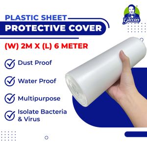 GLEAN - Plastic Sheet Cover Protective Film Cover PE Plastic Sheet Roll Masking Film Tear Resistant Waterproof Multipurpose / Use For Painting  Furniture Floor Vehicle Covering Dust Protection / Plastik Pelindung Habuk Helaian Plastik 塑料遮盖防尘膜