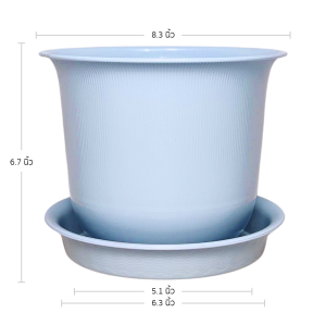 กระถาง กระถางต้นไม้ มินิมอล ถ้วยจีน+จาน ขนาด 8 นิ้ว สีฟ้าพาสเทล 5 ใบ ชิ้น อัน