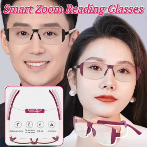 Intelligent Zoom Thin White AntiBlue Light Presbyopia Glasses for MiddleAged and Elderly