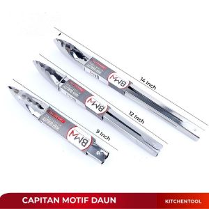CAPITAN MAKANAN STAINLESS MODEL DAUN 9/12/14INCHI - JEPITAN GORENGAN SALAD MIE ANTI KARAT - CAPITAN ROTI SERBAGUNA